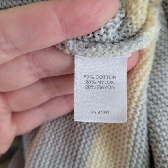 J. Jill Womens Knit Sweater Size Large Gray Light Yellow Stripes Tunic Length - Picture 6 of 10